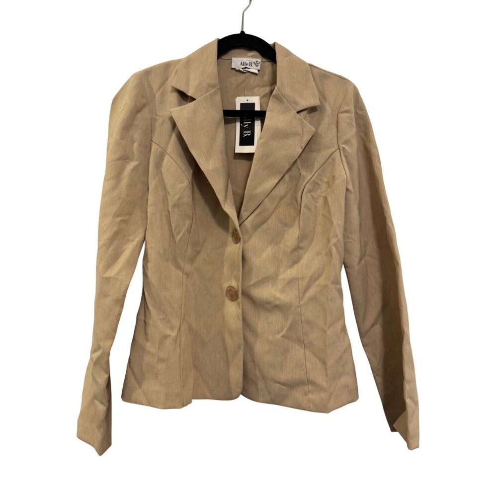 Ally B. Tan Blazer Womens Size Large Button Front Made In USA